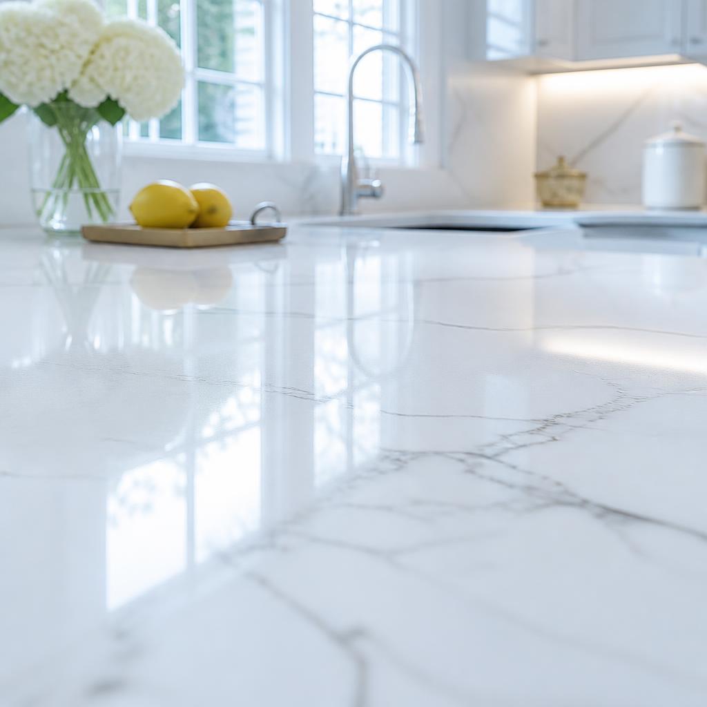 Sparkling clean kitchen countertop